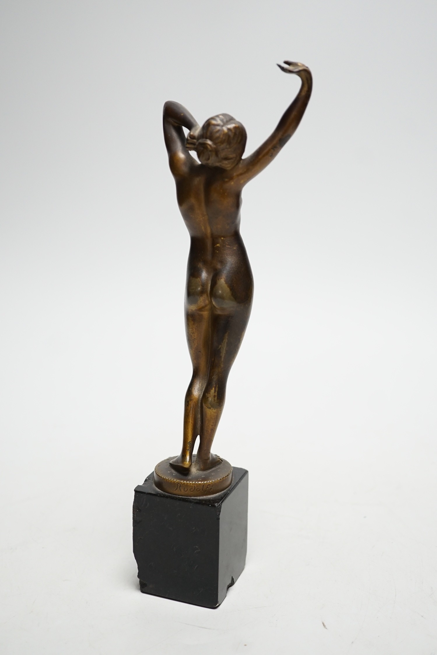 Robert Rudolfi (1884-1932), a gilt bronze figure of a stretching female nude, 24cm
